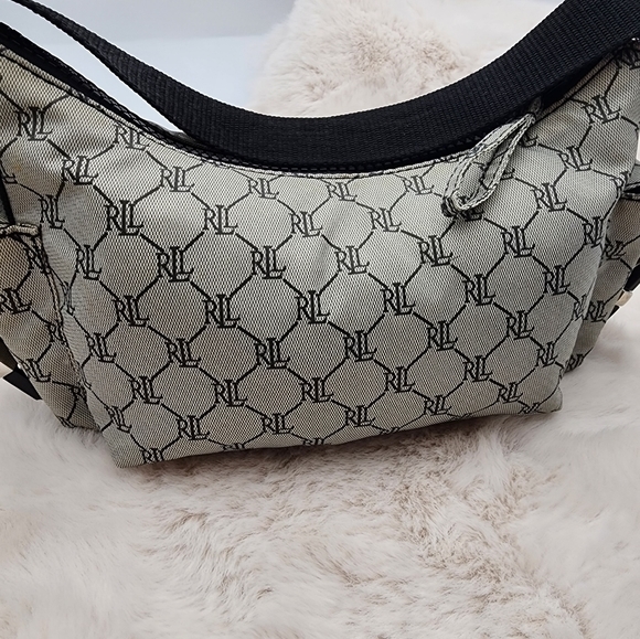 Lauren Ralph Lauren 90a y2k monogram shoulder bag with silver‎ buckles on sides - Picture 5 of 13